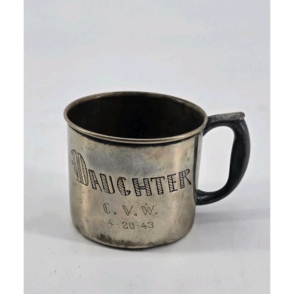 Vintage 40s Engraved Silverplate Cup Benedict Manufacturing New York